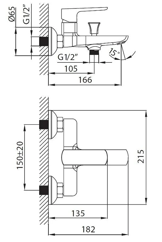 Cмеситель для ванны Creavit Slope SP2500 цвет Хром