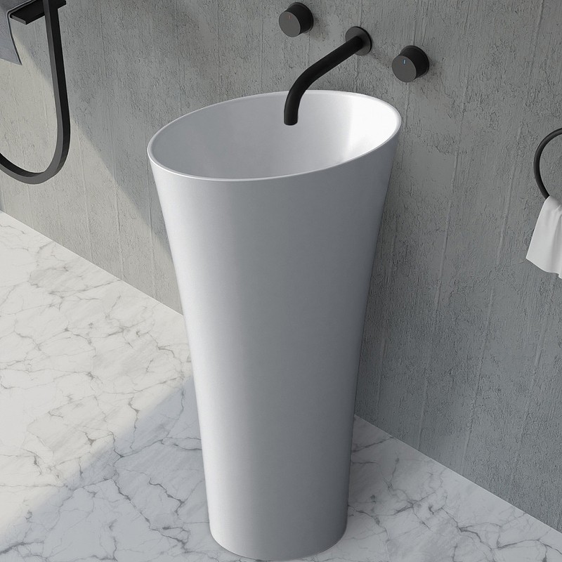 Раковина Abber Stein 50 AS2509-H Белая матовая искусственный камень (литьевой мрамор) напольный