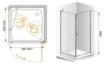 Душевой уголок Cezares Elena W-A-1 90x90 ELENA-W-A-1-90-P-Cr-L профиль Хром стекло рифленое