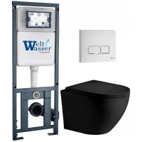 Комплект унитаза с инсталляцией WeltWasser MARBERG 410 + MERZBACH 043 XL MT-BL + MAR 410 SE GL-WT 10000014144 цвет Белый глянцевый с сиденьем Микролифт и клавишей смыва цвет Белый глянцевый