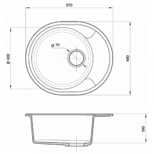 Кухонная мойка Reflection Allonge 57 RF0658WH Белая искусственный камень (литьевой мрамор) встраиваемый