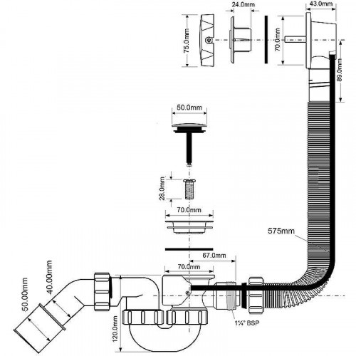 Слив-перелив McAlpine MRB2CB-PB цвет Белый