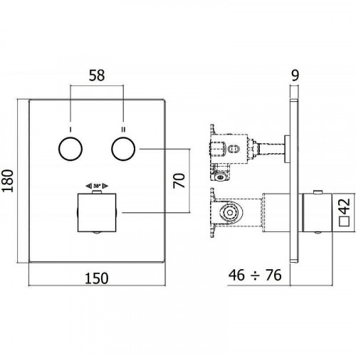 Смеситель для душа Paffoni Compact Box CPT518NO с термостатом цвет Черный матовый