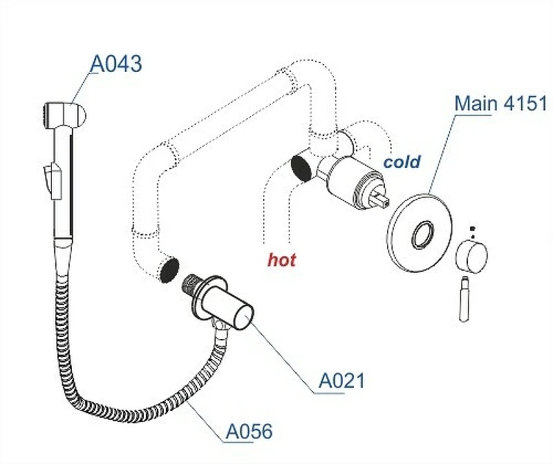 Гигиенический душ со смесителем WasserKRAFT Main A14156 Хром латунь на стену