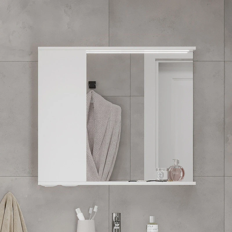 Зеркало со шкафом Volna Lake 80 L zsLAKE80.L-01 с подсветкой Белое