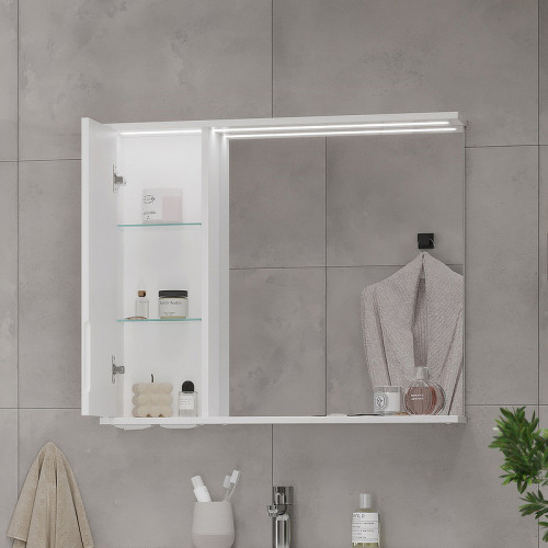Зеркало со шкафом Volna Lake 80 L zsLAKE80.L-01 с подсветкой Белое