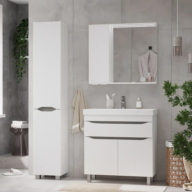 Зеркало со шкафом Volna Lake 80 L zsLAKE80.L-01 с подсветкой Белое