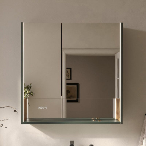 Зеркальный шкаф Equil Gleam 80 szGLEAM.LED.80.2D-34 с подсветкой цвет Зеленый камень Дуб вотан