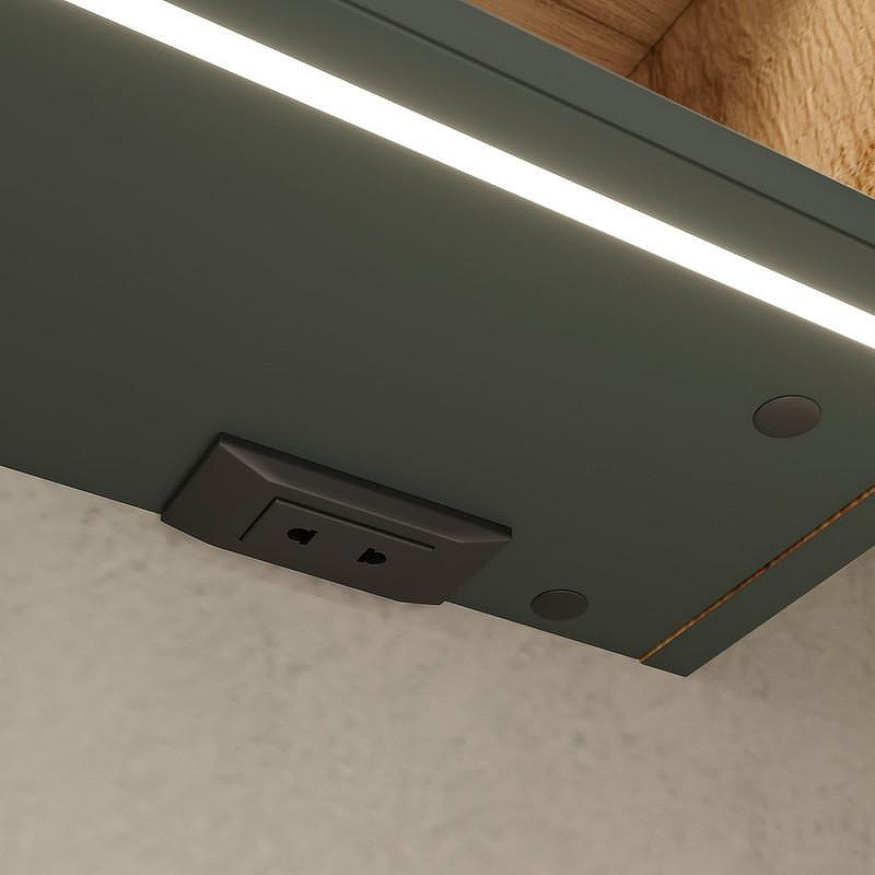 Зеркальный шкаф Equil Gleam 80 szGLEAM.LED.80.2D-34 с подсветкой цвет Зеленый камень Дуб вотан