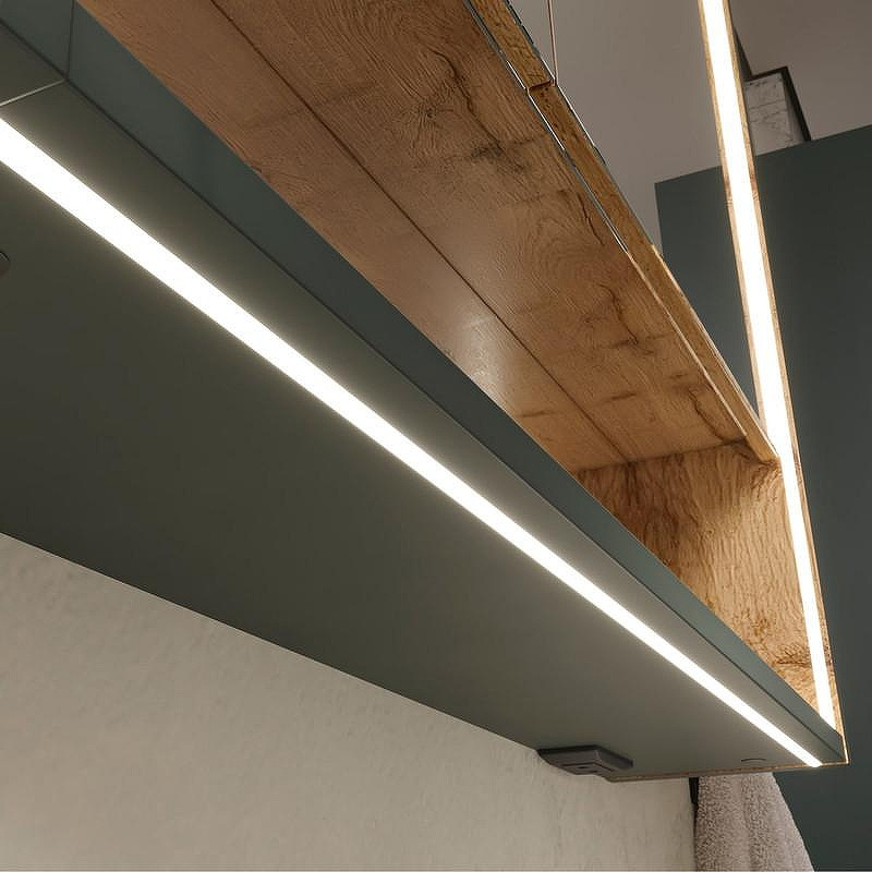 Зеркальный шкаф Equil Gleam 80 szGLEAM.LED.80.2D-34 с подсветкой цвет Зеленый камень Дуб вотан