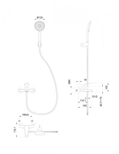 Смеситель для ванны Wonzon &amp; Woghand WW-A30891-MB цвет Черный матовый