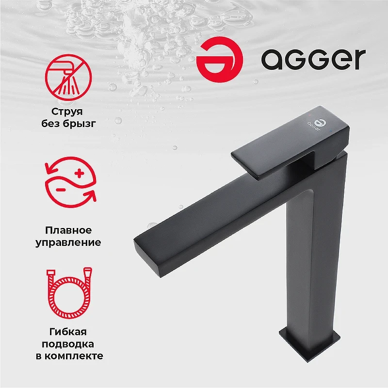 Смеситель для раковины Agger Great A2812144 Черный матовый латунь
