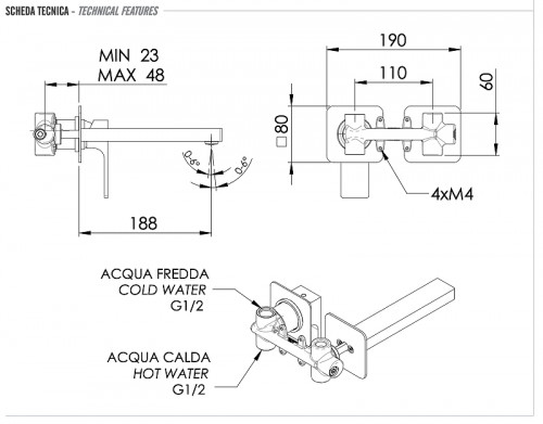 Смеситель для раковины Remer Absolute AU15PNO цвет Черный матовый