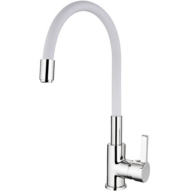 Смеситель для кухни Ledeme Rainbow 4898-3L Хром Белый латунь