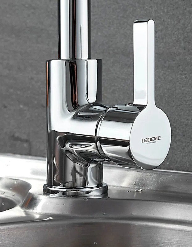 Смеситель для кухни Ledeme Rainbow 4898-3L Хром Белый латунь