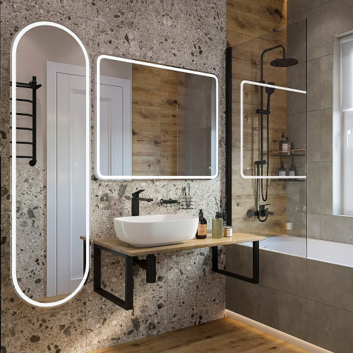 Комплект мебели для ванной DIWO Элиста 100 подвесной цвет Черный муар Светлое дерево