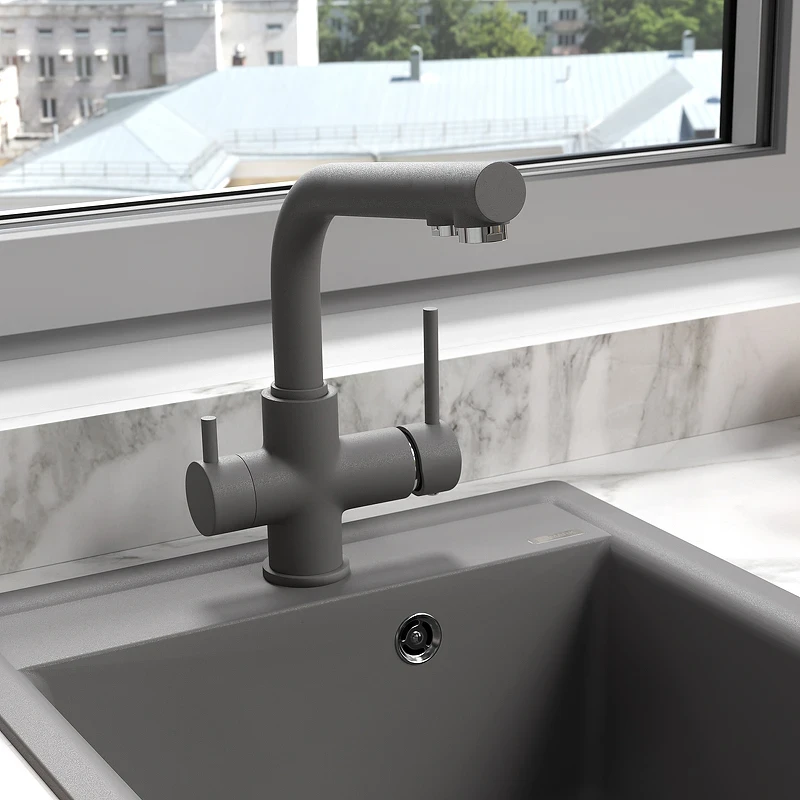 Смеситель для кухни Lemark Comfort LM3061PGS Серый шелк латунь