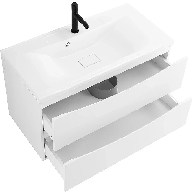 Тумба под раковину BelBagno Marino 110 MARINO-1100-2C-SO-BL-P подвесная Bianco Lucido МДФ / ЛДСП