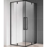 Душевой уголок AQUAme 80x80 AQM7102-2-8 профиль Черный матовый стекло прозрачное