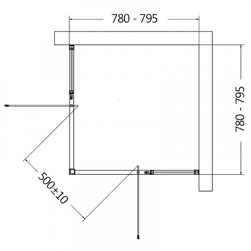 Душевой уголок AQUAme 80x80 AQM7102-2-8 профиль Черный матовый стекло прозрачное