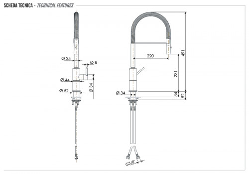 Смеситель для кухни Remer X Style Inox SSX543 цвет Нержавеющая сталь
