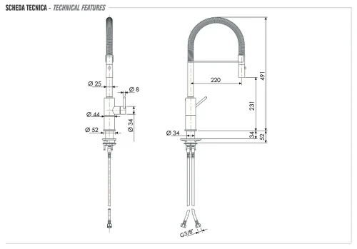 Смеситель для кухни Remer X Style Inox SSX543 цвет Нержавеющая сталь