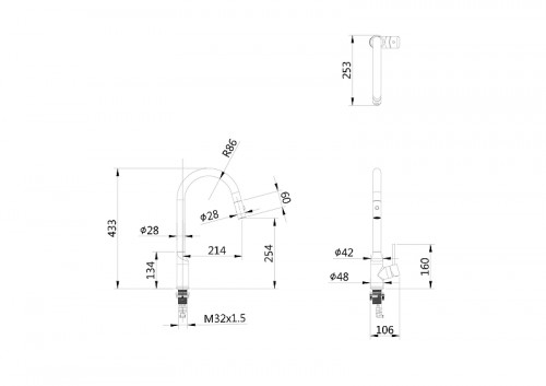 Смеситель для кухни Wonzon & Woghand WW-A21252-BG цвет Брашированное золото