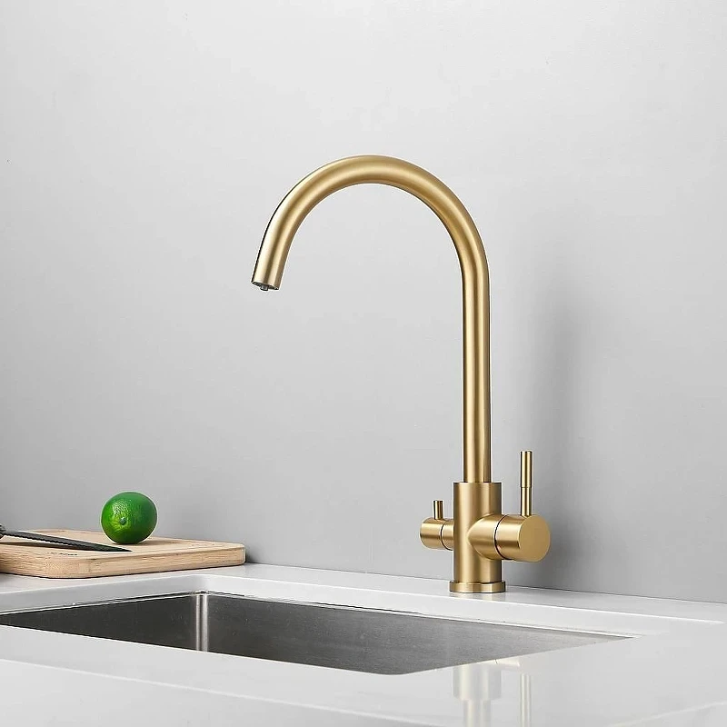 Смеситель для кухни Haiba HB43828-5 цвет Золото матовое