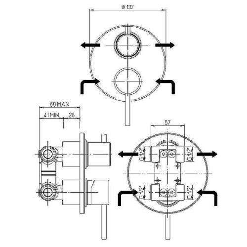 Смеситель для душа Paini Cox 78PJ6911 Золото матовое