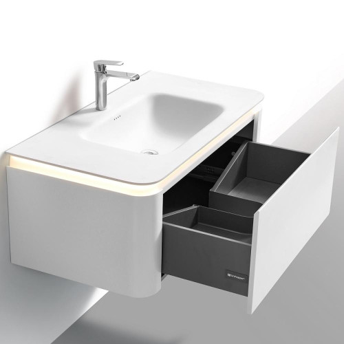 Тумба с раковиной Black&amp;White Universe U925.1100 110 9251100 подвесная с подсветкой цвет Milk White