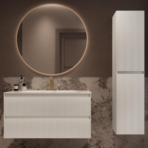 Шкаф пенал Vincea Велле (Welle) 35 VSC-2WL150MW подвесной цвет M.White Soft-touch