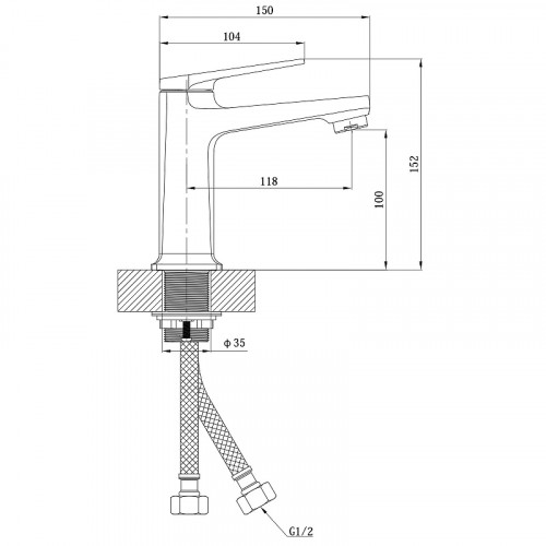 Смеситель для раковины ESKO Istanbul IT26 Хром латунь однорычажный с аэратором, с гибкой подводкой