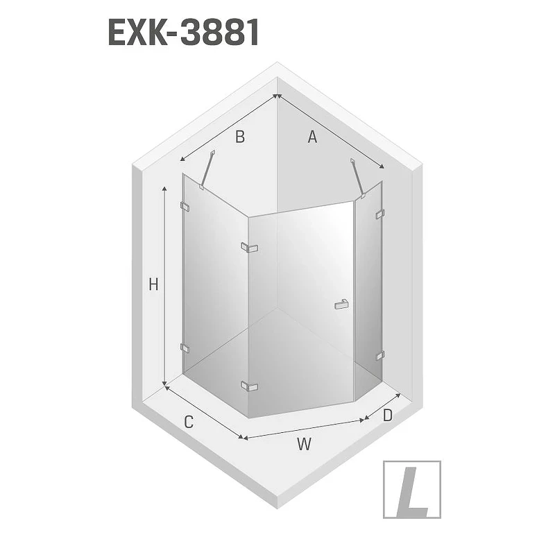 Душевое ограждение New Trendy AVEXA Black x100 EXK-3881