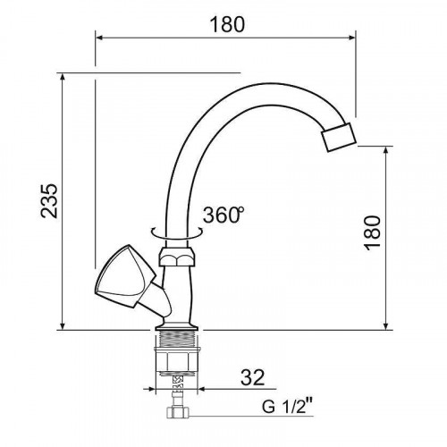 Кран для одного типа воды Ростовская Мануфактура Сантехники SL119-270F Хром
