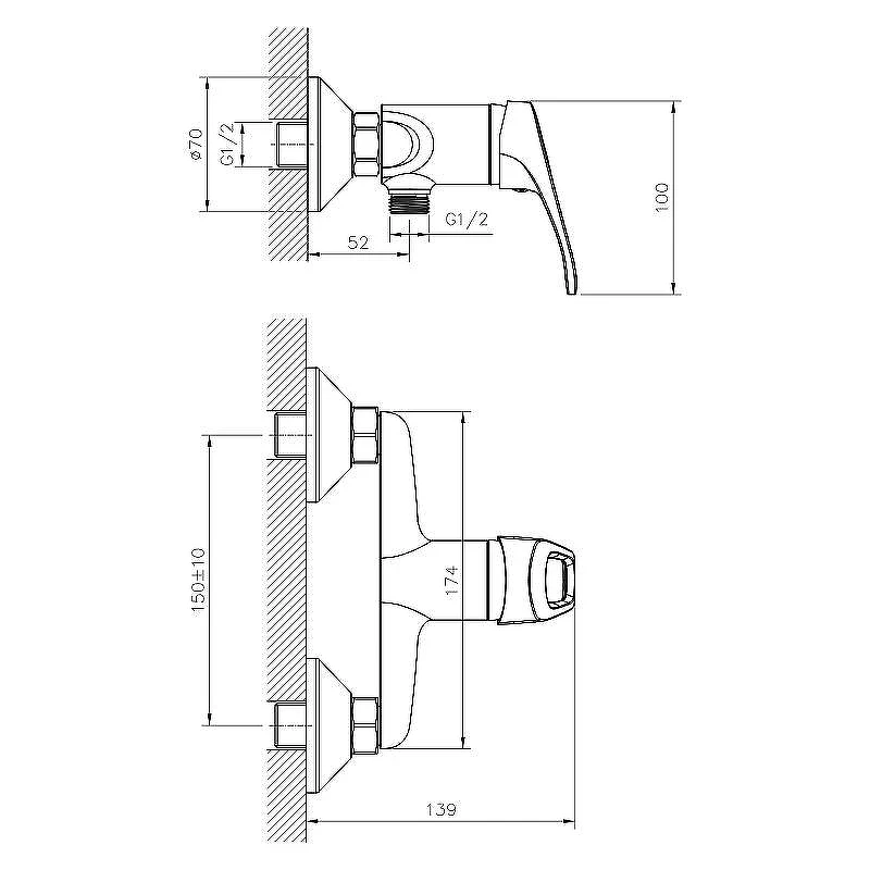 Смеситель для душа Decoroom DR21056 Хром