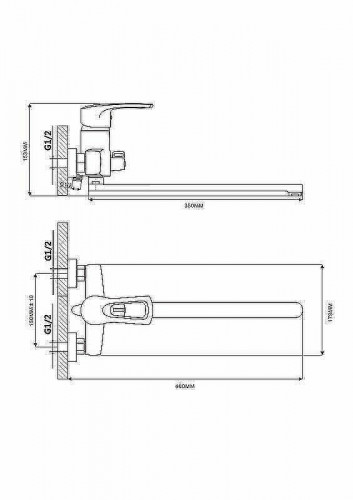 Смеситель для ванны Ekko E22701 универсальный Хром
