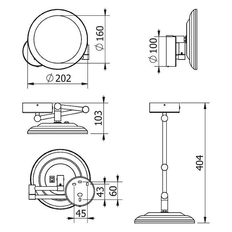 Косметическое зеркало Kludi Vela R 58995N5W с подсветкой цвет Никель брашированный