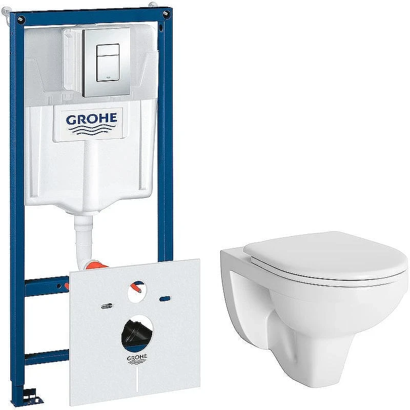 Комплект унитаза Berges Gamma 081105 с инсталляцией Grohe Rapid SL 38775001 с сиденьем Микролифт и клавишей смыва Хром