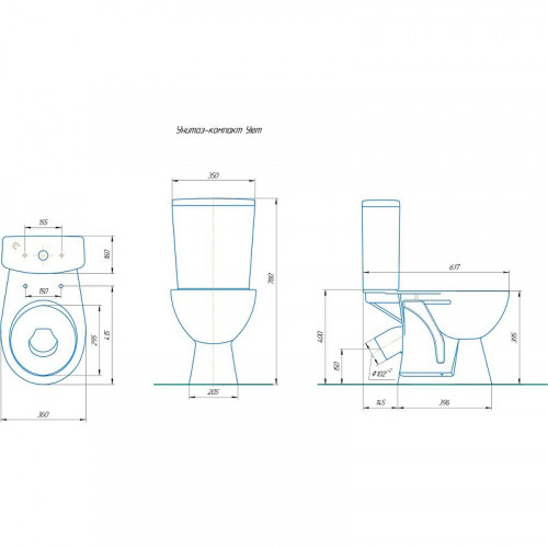 Унитаз компакт Rosa Уют 4630055558773 Синий декор с бачком и сиденьем