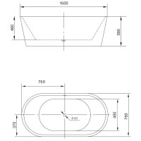 Акриловая ванна Art&amp;Max 150x75 AM-203-1500-750 без гидромассажа