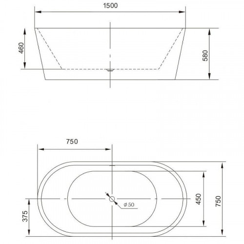 Акриловая ванна Art&amp;Max 150x75 AM-203-1500-750 без гидромассажа