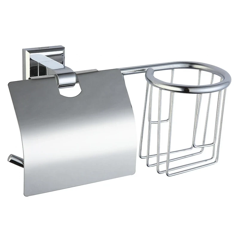 Держатель туалетной бумаги и освежителя воздуха Savol S-L09551 с крышкой цвет Хром