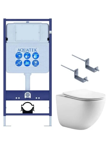 Комплект унитаза с инсталляцией Aquatek Set Aquatek Гелиос KKI2 цвет Белый с сиденьем Микролифт