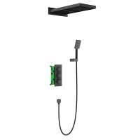 Душевая система Timo Petruma SX-5039/03SM с термостатом Черный латунь встраиваемый