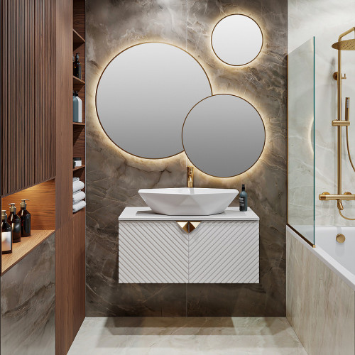 Тумба под раковину Runo Андорра 85 00-00002019 подвесная Белая МДФ / ЛДСП