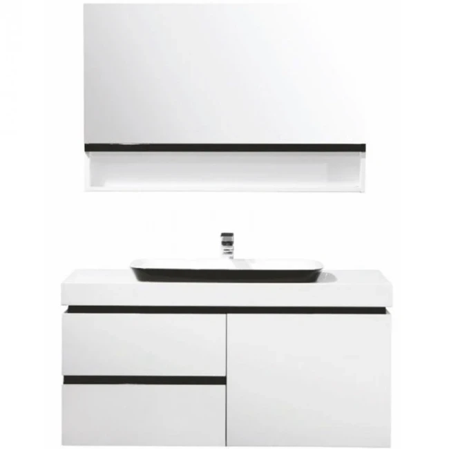 Зеркальный шкаф Orans BC-6019-1000 6019100З Белый Черный МДФ / ЛДСП, стекло