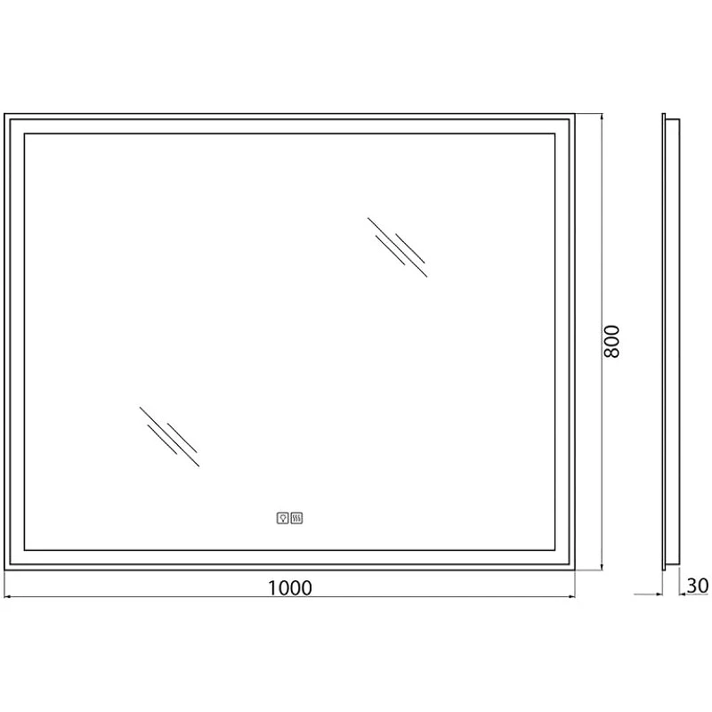 Зеркало BelBagno SPC-GRT-1000-800-LED-TCH-WARM с подсветкой с подогревом с сенсорным выключателем