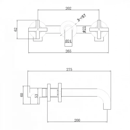 Смеситель для раковины Abber Wasser Kreis AF81121 Хром латунь встраиваемый