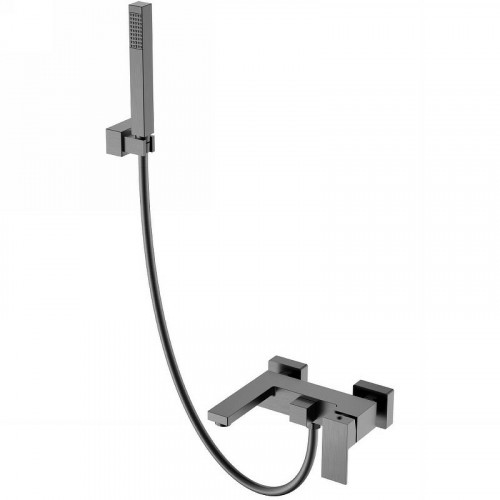 Смеситель для ванны Boheme Qubic 473-GM Оружейная сталь матовая латунь на стену