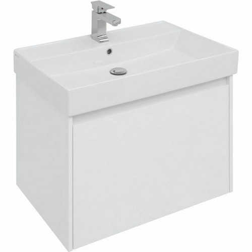 Тумба с раковиной Aquanet Nova Lite 75 245243 подвесная Белая глянцевая МДФ / ЛДСП